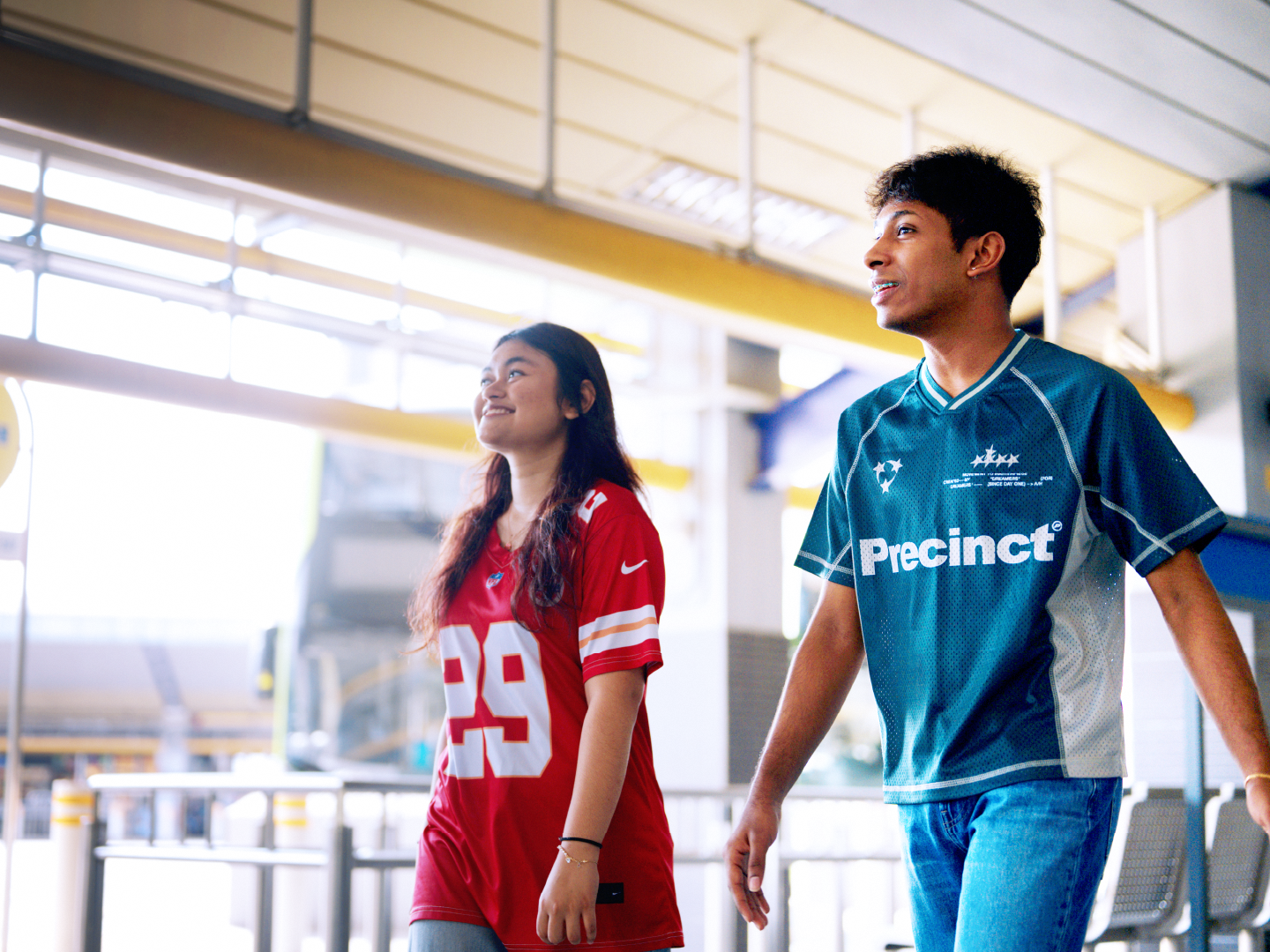 Vishakan and Farisha at Tampines Bus Interchange. Source: Public Transport Council